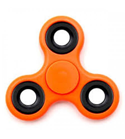 Fidget Spinner, Tri-Spinner, Stress Reliever, Orange Color, Black Rim 